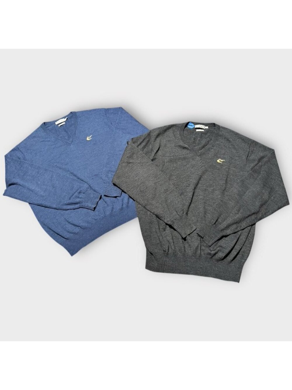 2x Peter Millar 100% Pure Merino Wool Mens L V-Neck Pullover Sweater Golfwear
